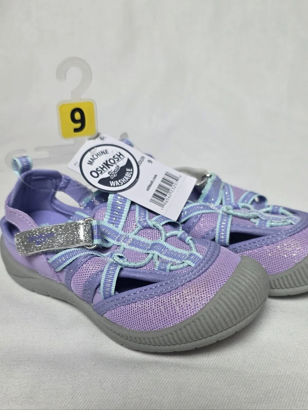 OshKosh B'gosh Washable Lilac & Aqua Kids Close Toed Sandal - Size 9